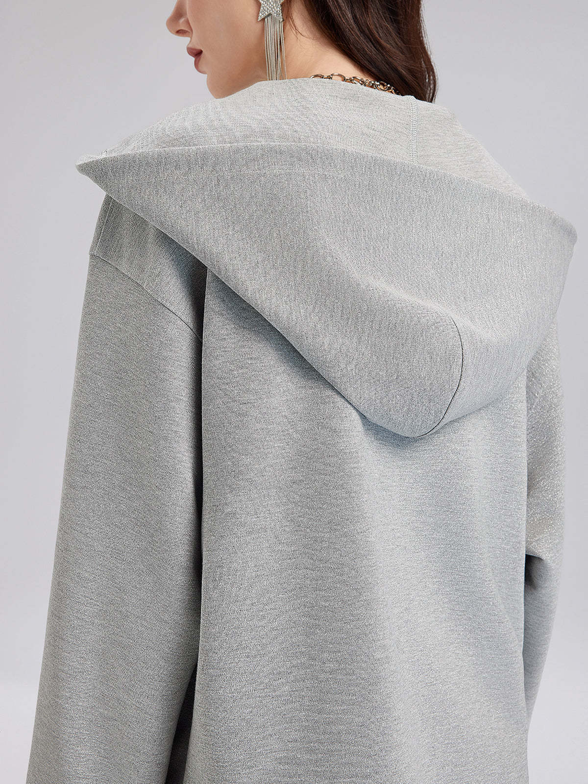 Hand-Stitched Knit Hoodie Jacket-VibeCloset