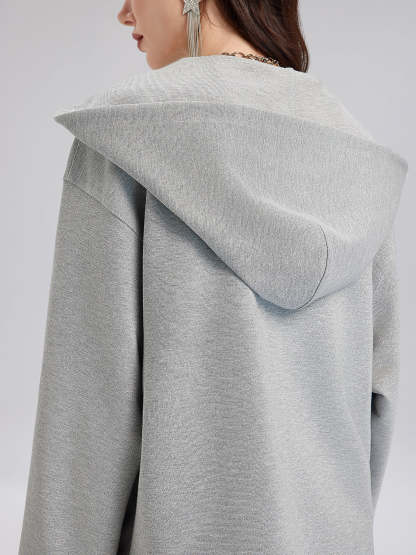 Hand-Stitched Knit Hoodie Jacket-VibeCloset