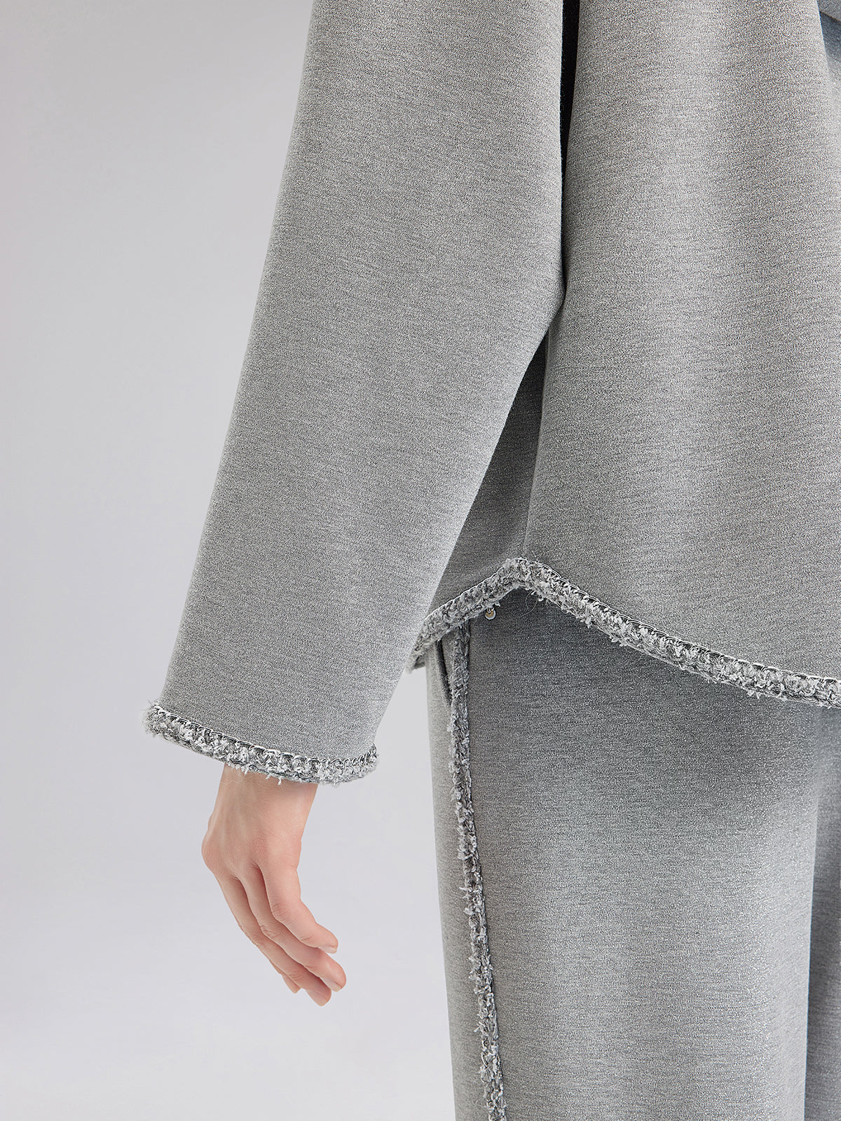 Hand-Stitched Knit Hoodie Jacket-VibeCloset