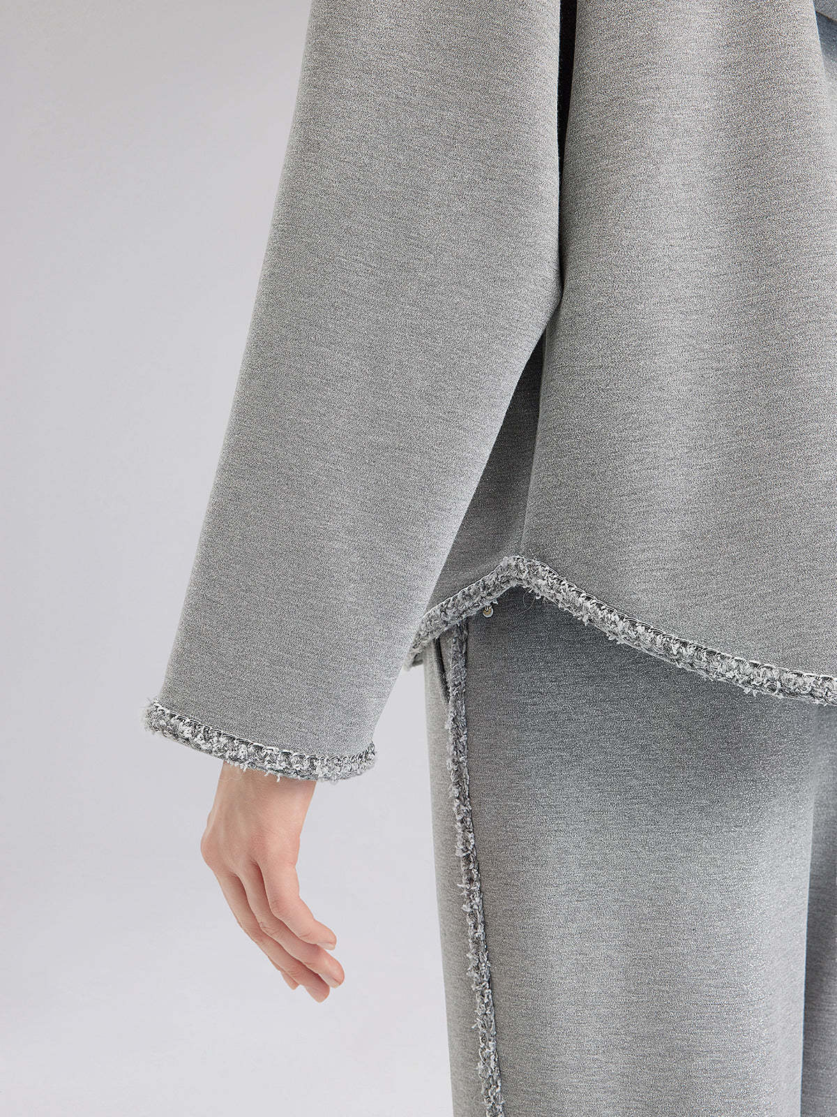 Hand-Stitched Knit Hoodie Jacket-VibeCloset