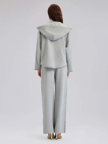 Hand-Stitched Knit Hoodie Jacket-VibeCloset