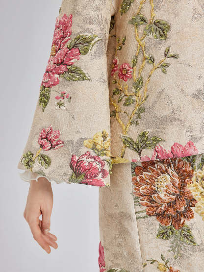 3D Jacquard Hand-Beaded Embellished Jacket-VibeCloset