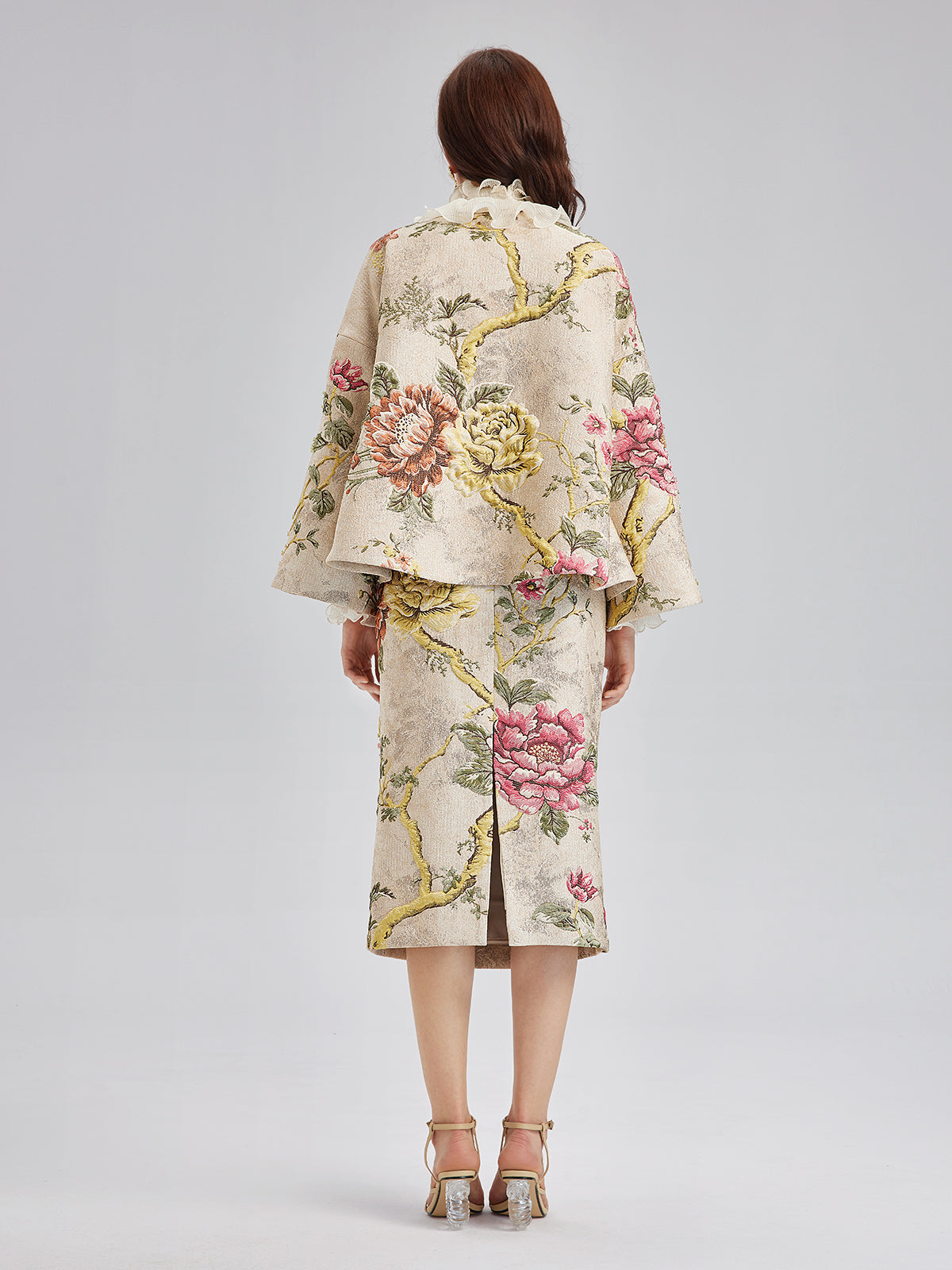 3D Jacquard Hand-Beaded Embellished Jacket-VibeCloset