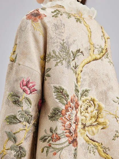 3D Jacquard Hand-Beaded Embellished Jacket-VibeCloset