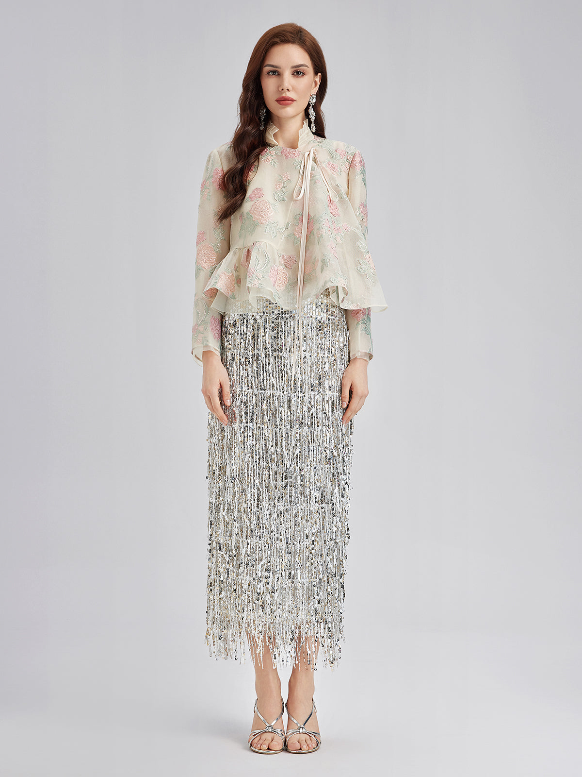 Tailored Organza Jacquard Lightweight Jacket-VibeCloset