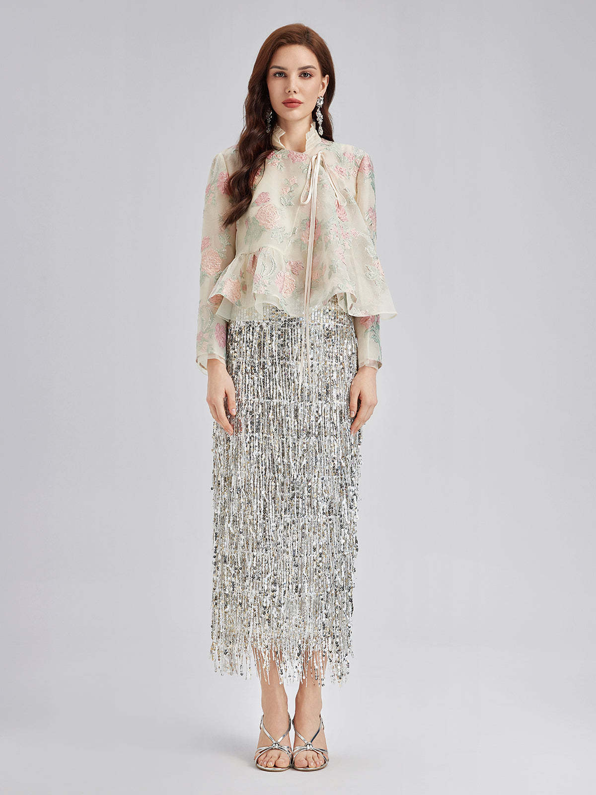 Tailored Organza Jacquard Lightweight Jacket-VibeCloset