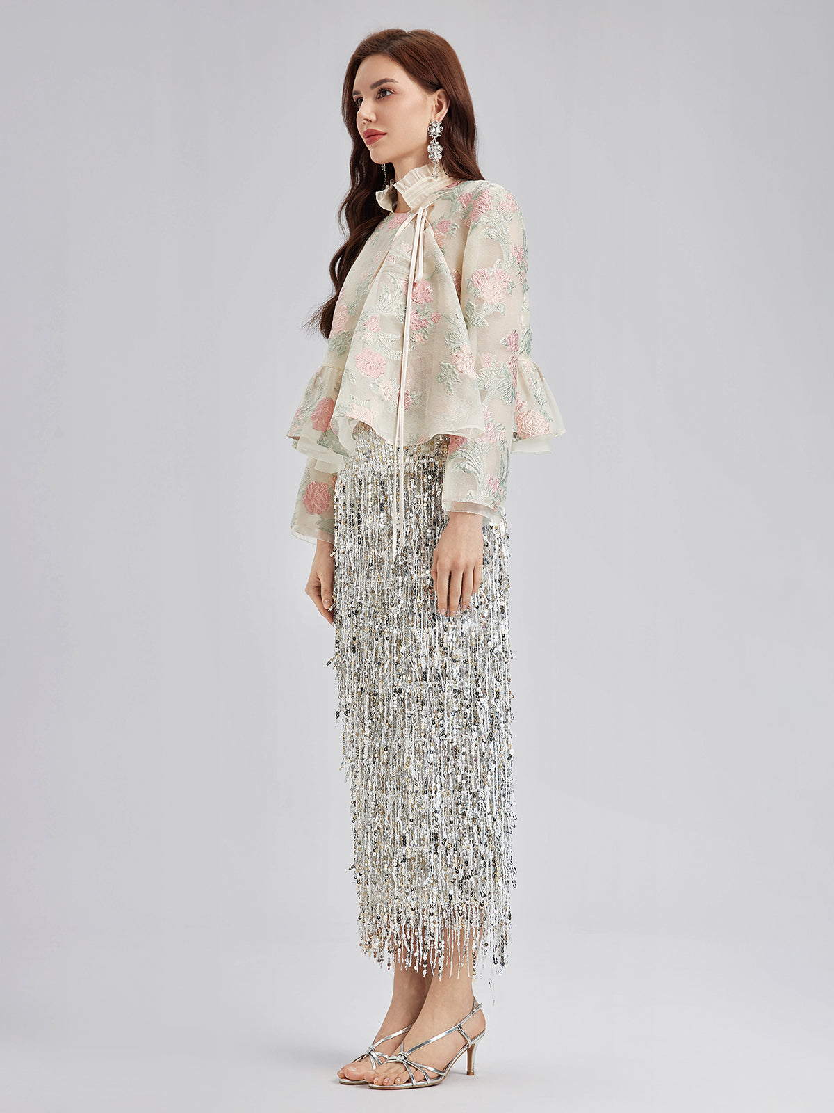 Tailored Organza Jacquard Lightweight Jacket-VibeCloset