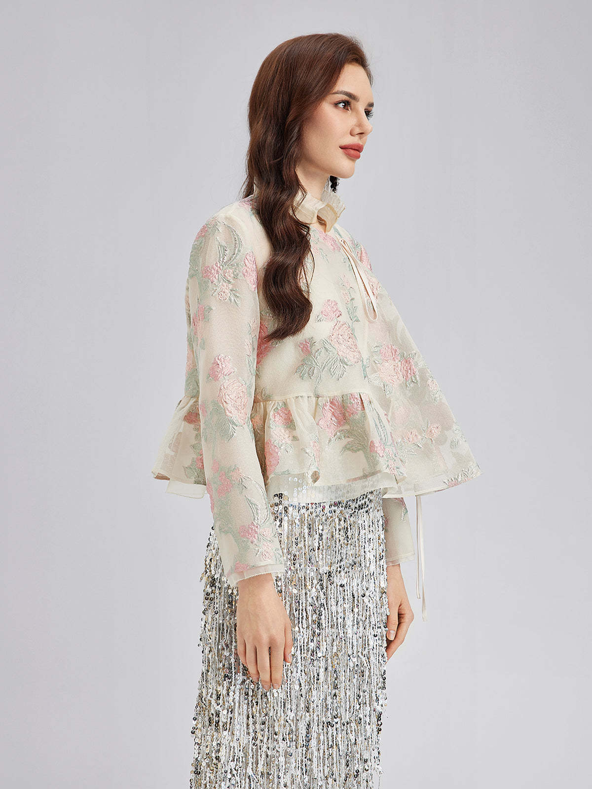Tailored Organza Jacquard Lightweight Jacket-VibeCloset