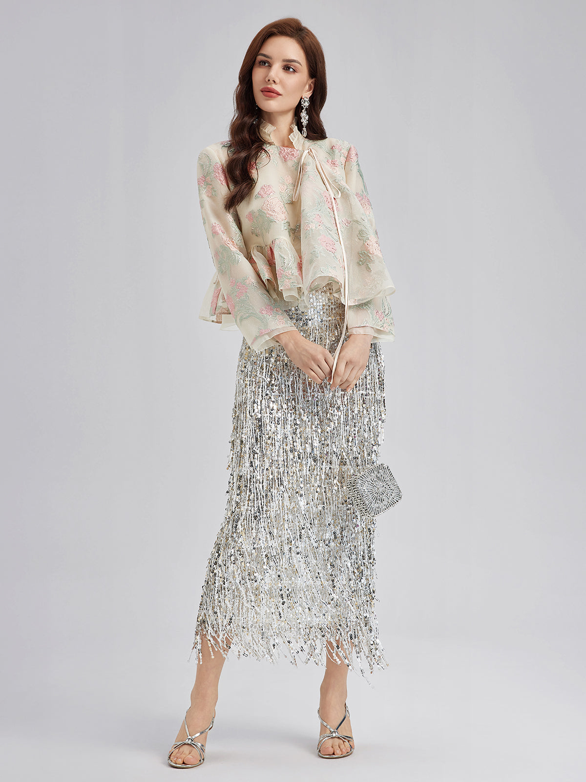 Tailored Organza Jacquard Lightweight Jacket-VibeCloset