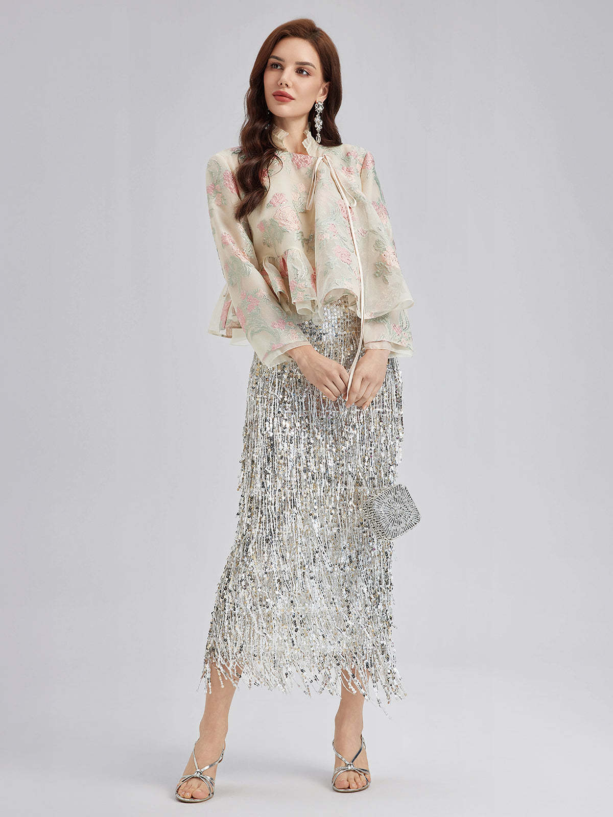 Tailored Organza Jacquard Lightweight Jacket-VibeCloset