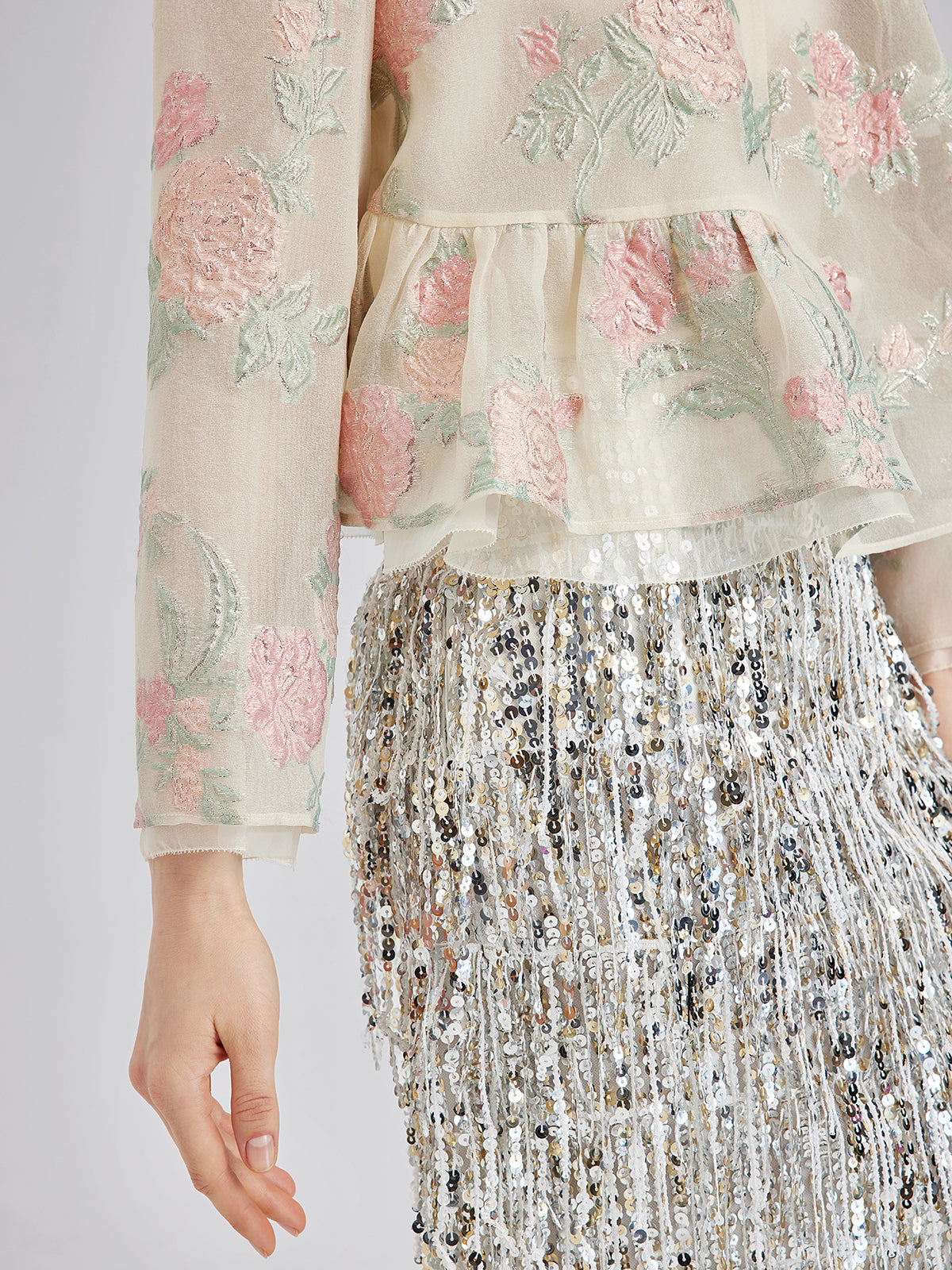 Tailored Organza Jacquard Lightweight Jacket-VibeCloset