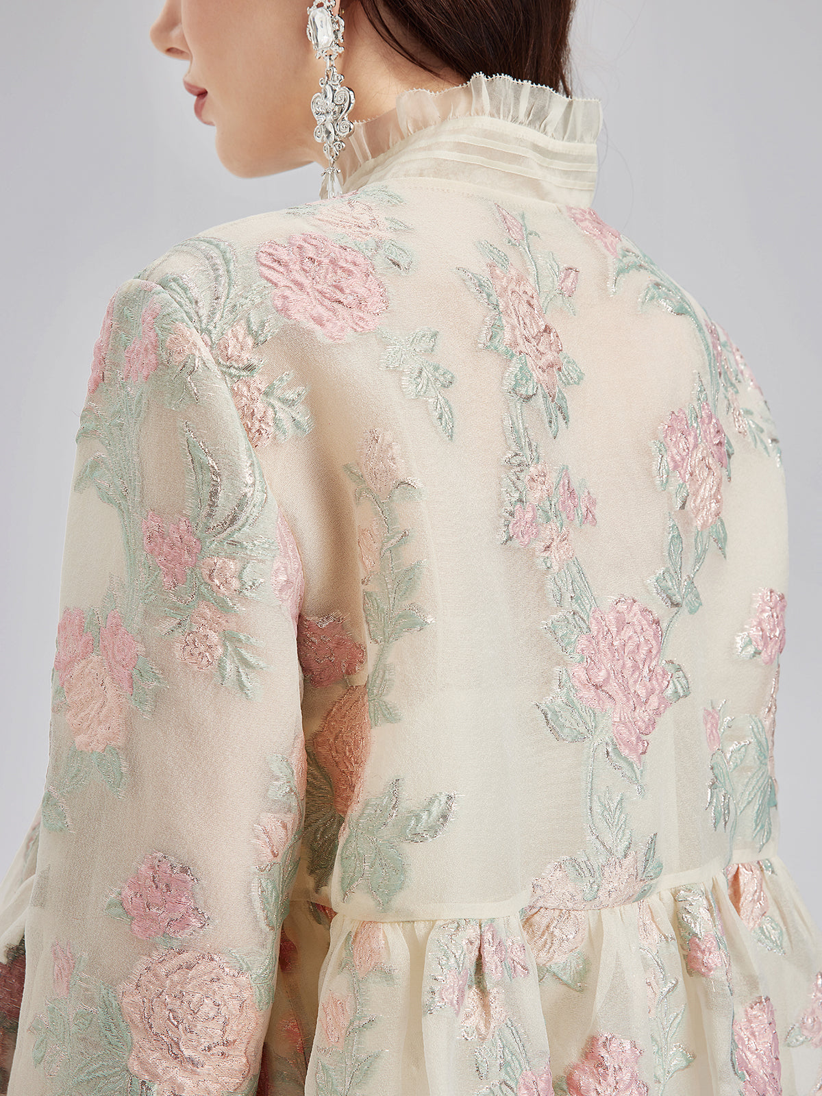 Tailored Organza Jacquard Lightweight Jacket-VibeCloset