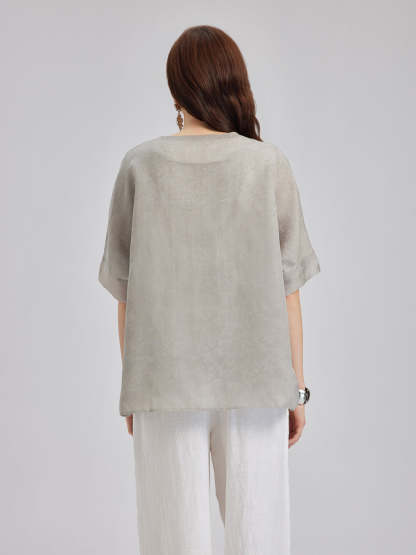 Versatile Silk Aesthetics Floral Embroidered Top-VibeCloset