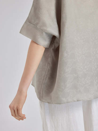 Versatile Silk Aesthetics Floral Embroidered Top-VibeCloset