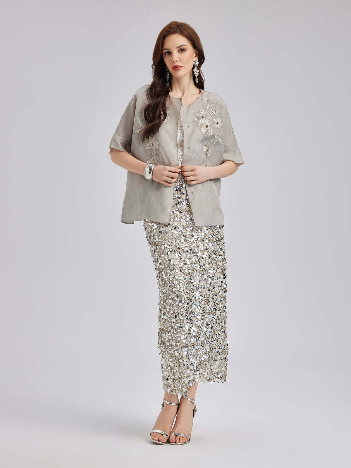 Versatile Silk Aesthetics Floral Embroidered Top-VibeCloset