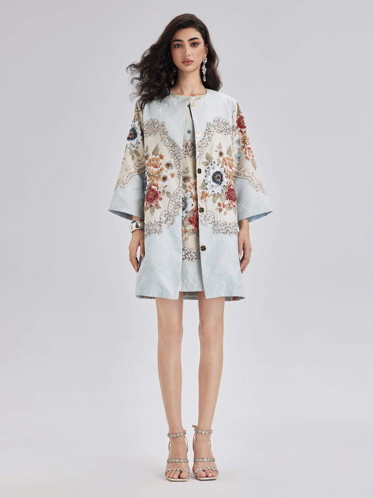 Spring Hand-Sewn Beaded 3D Floral Jacket-VibeCloset