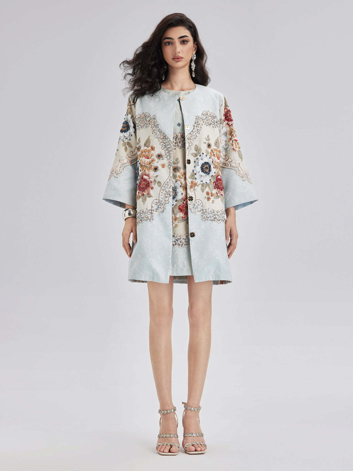 Spring Hand-Sewn Beaded 3D Floral Jacket-VibeCloset