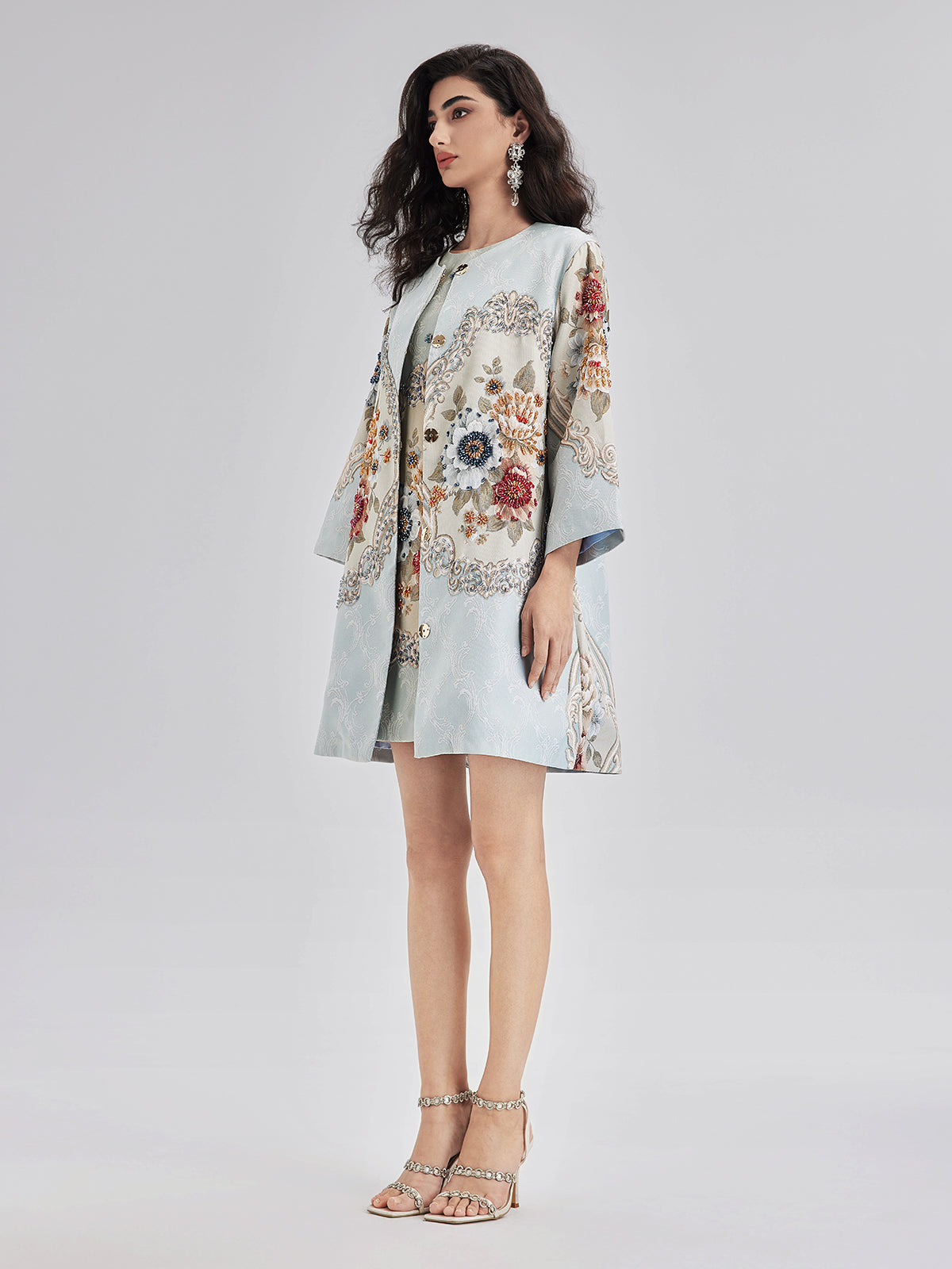 Spring Hand-Sewn Beaded 3D Floral Jacket-VibeCloset