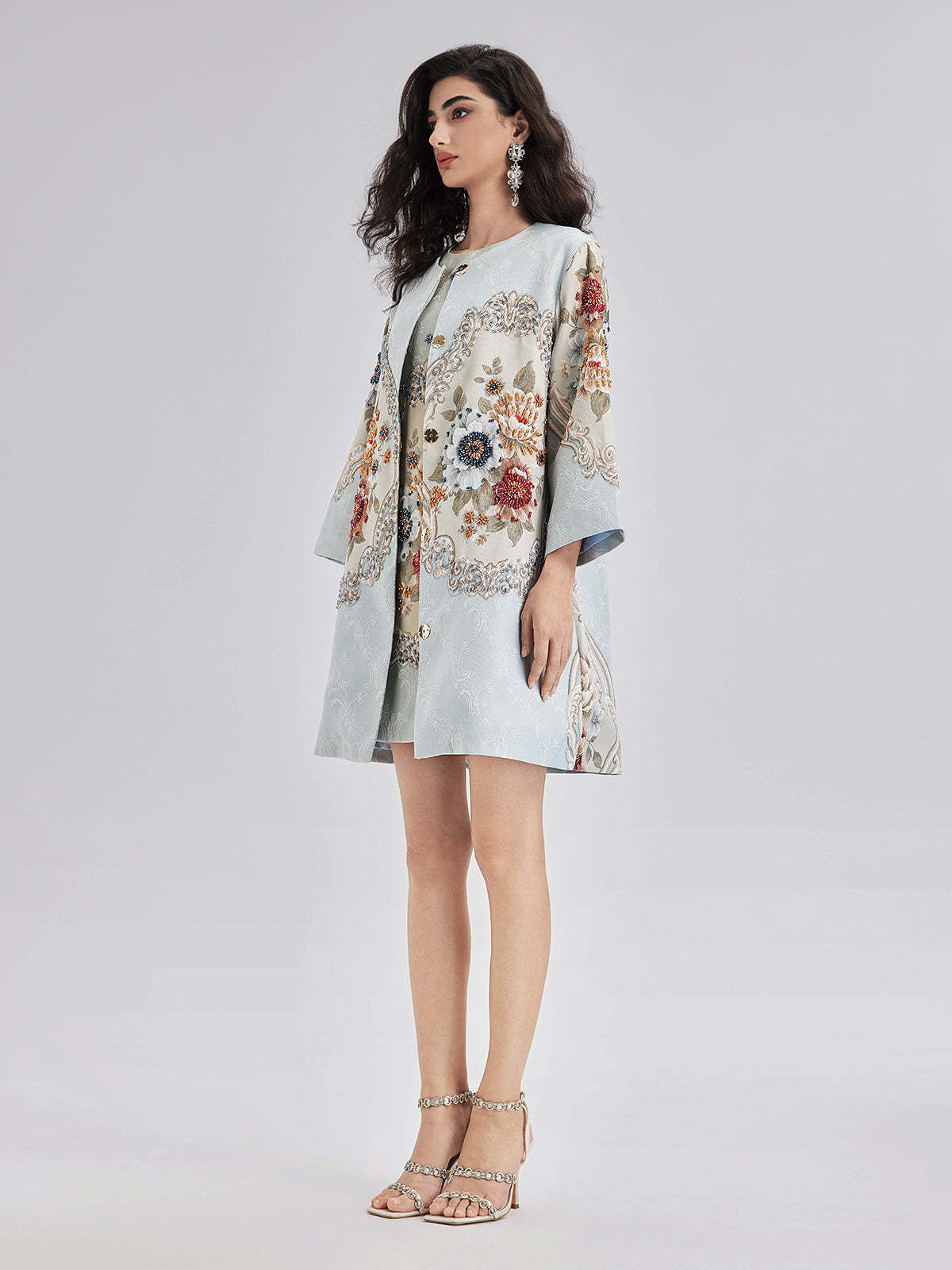 Spring Hand-Sewn Beaded 3D Floral Jacket-VibeCloset