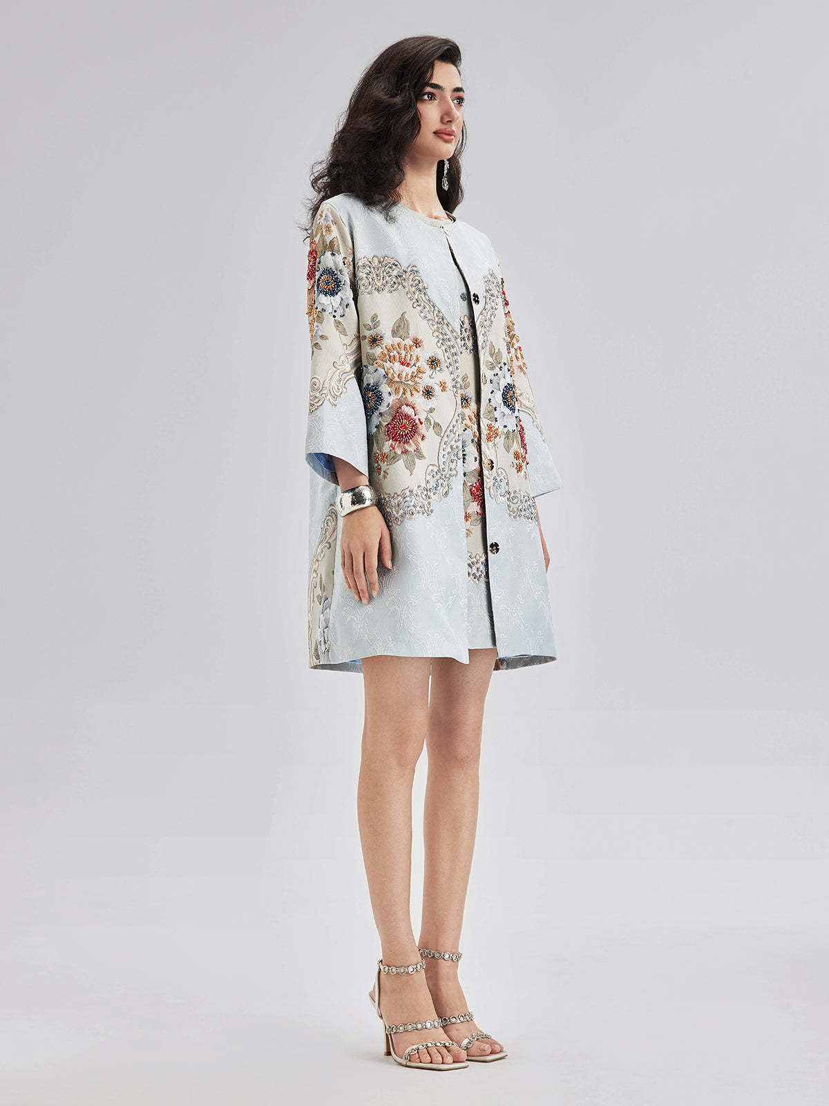 Spring Hand-Sewn Beaded 3D Floral Jacket-VibeCloset