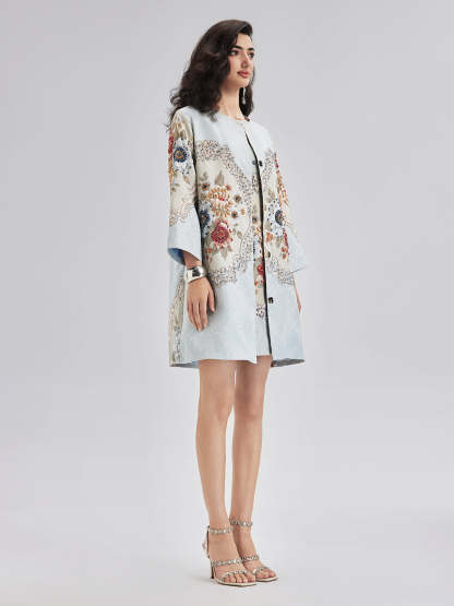 Spring Hand-Sewn Beaded 3D Floral Jacket-VibeCloset