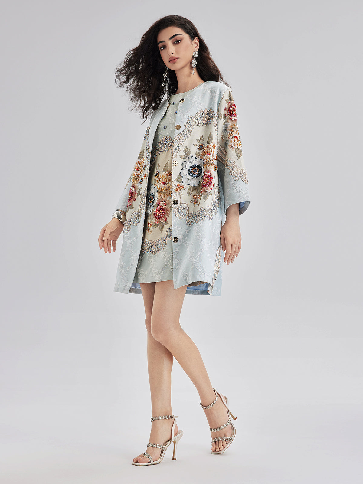 Spring Hand-Sewn Beaded 3D Floral Jacket-VibeCloset