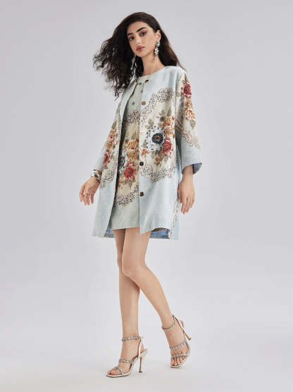 Spring Hand-Sewn Beaded 3D Floral Jacket-VibeCloset