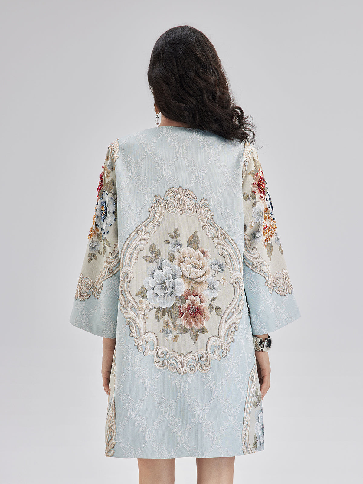 Spring Hand-Sewn Beaded 3D Floral Jacket-VibeCloset