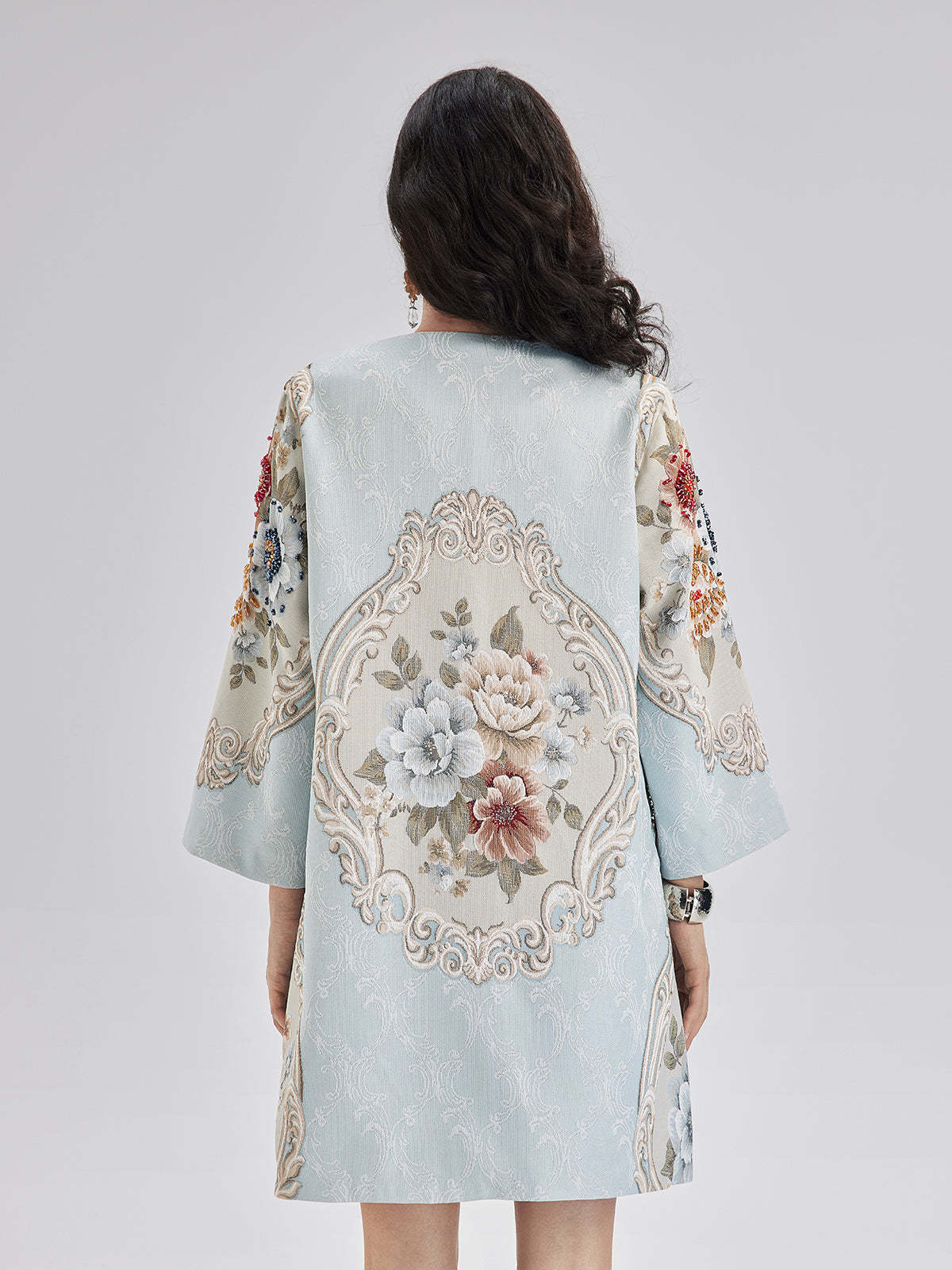 Spring Hand-Sewn Beaded 3D Floral Jacket-VibeCloset