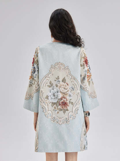 Spring Hand-Sewn Beaded 3D Floral Jacket-VibeCloset