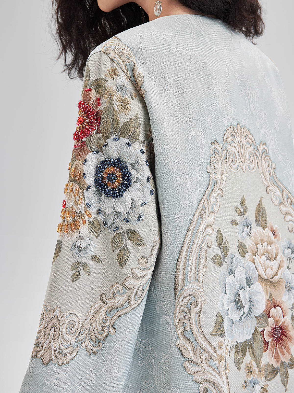 Spring Hand-Sewn Beaded 3D Floral Jacket-VibeCloset