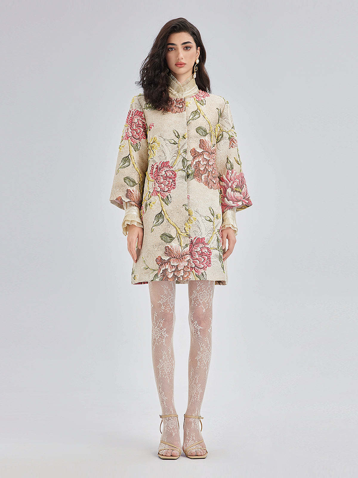 Hand-Sewn Beaded Floral Jacket-VibeCloset