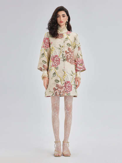 Hand-Sewn Beaded Floral Jacket-VibeCloset