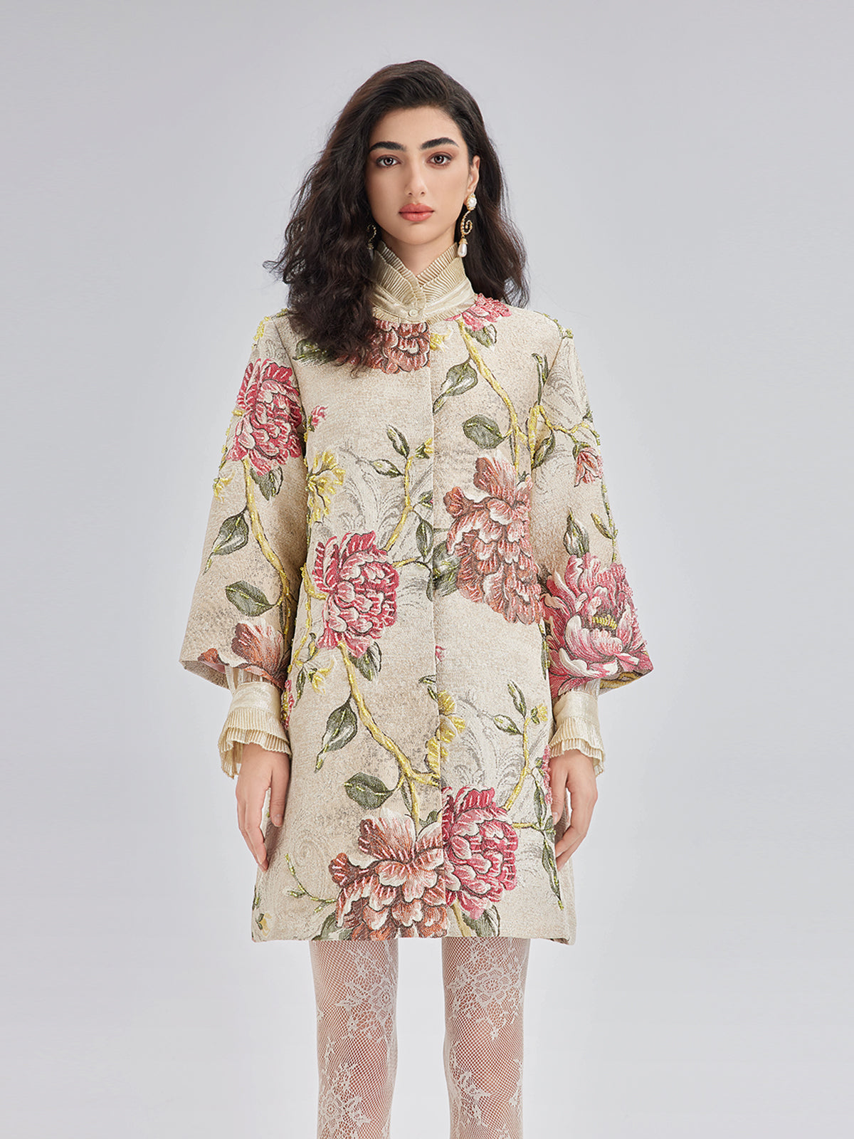 Hand-Sewn Beaded Floral Jacket-VibeCloset