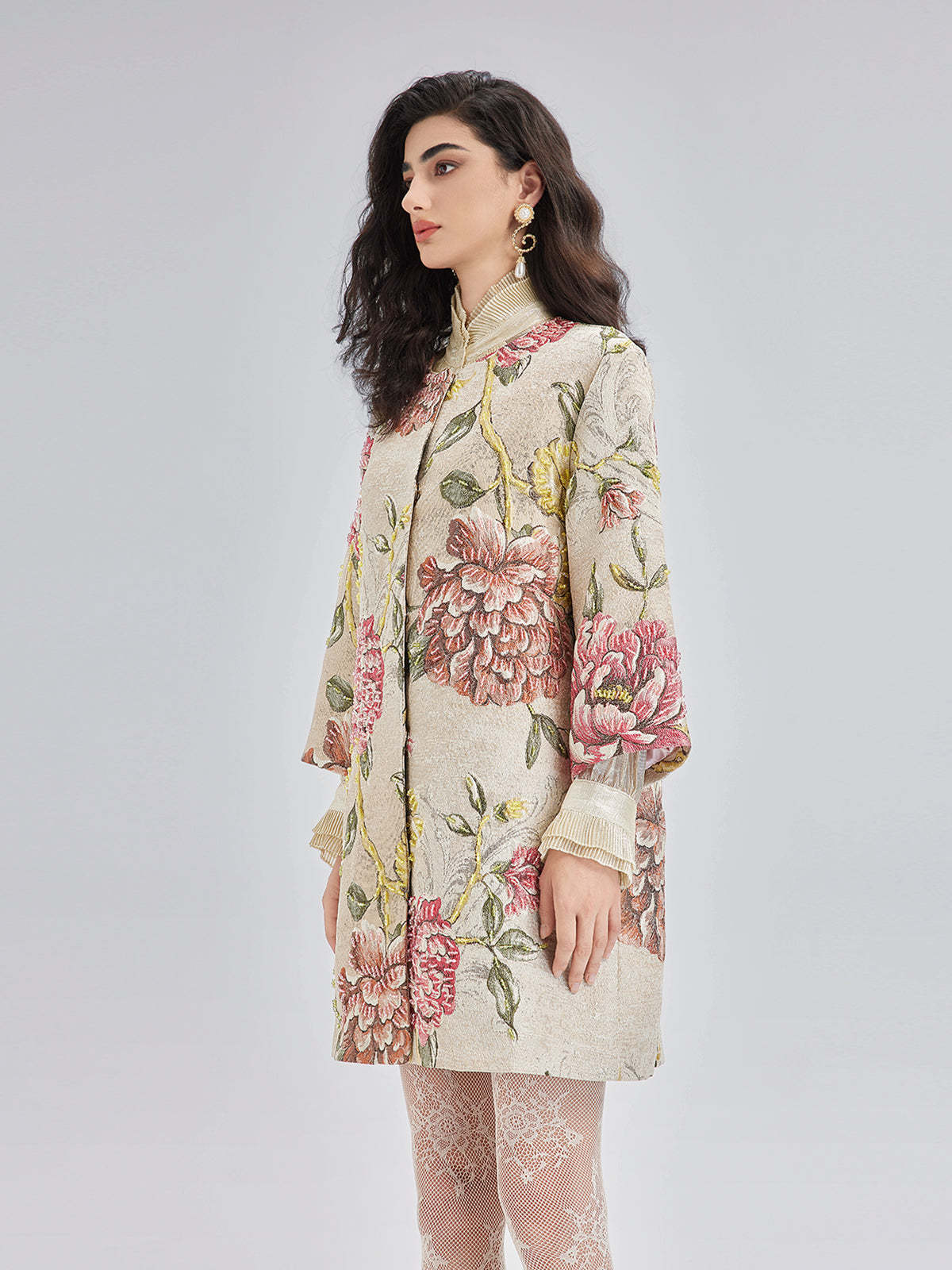 Hand-Sewn Beaded Floral Jacket-VibeCloset