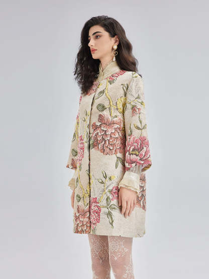 Hand-Sewn Beaded Floral Jacket-VibeCloset