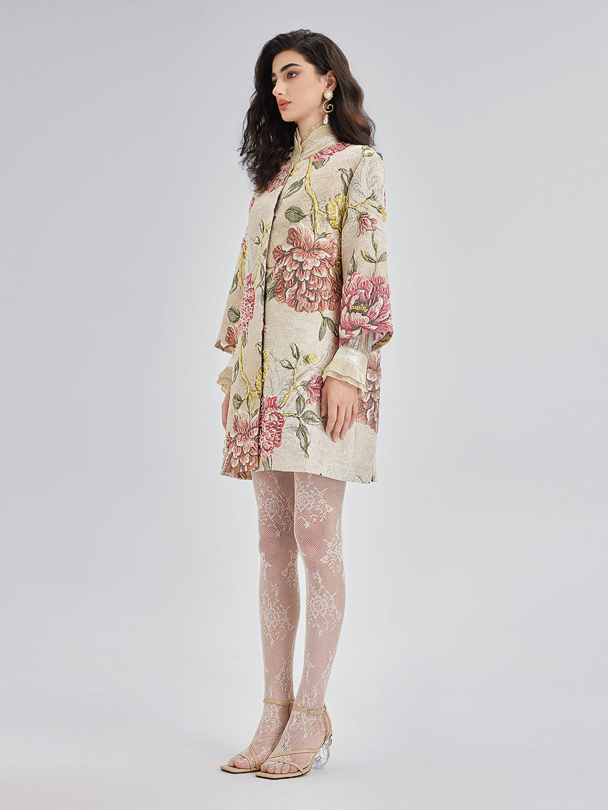 Hand-Sewn Beaded Floral Jacket-VibeCloset