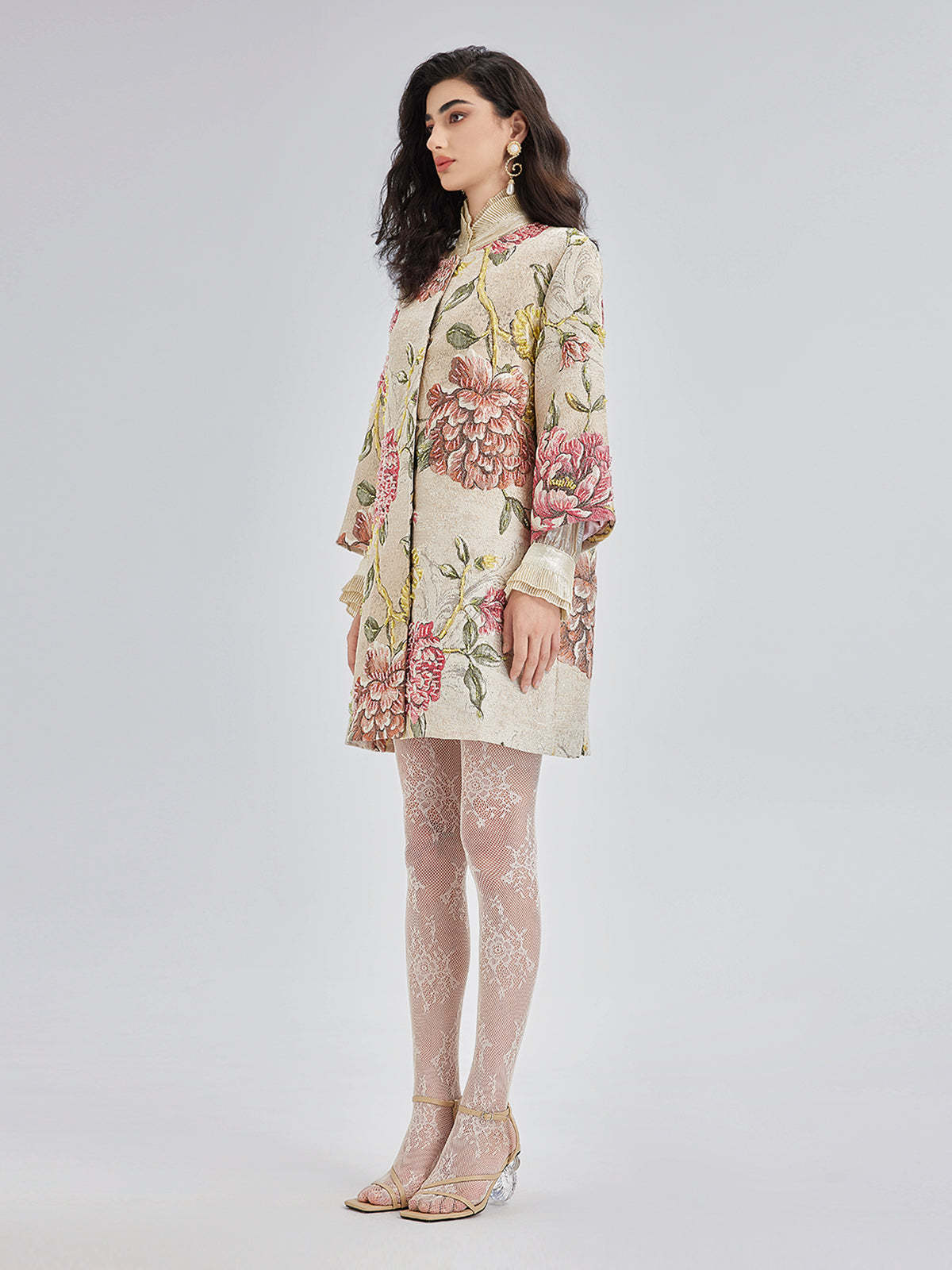 Hand-Sewn Beaded Floral Jacket-VibeCloset