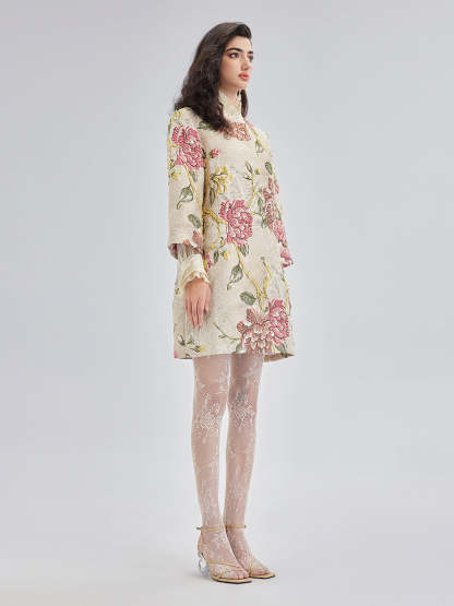 Hand-Sewn Beaded Floral Jacket-VibeCloset