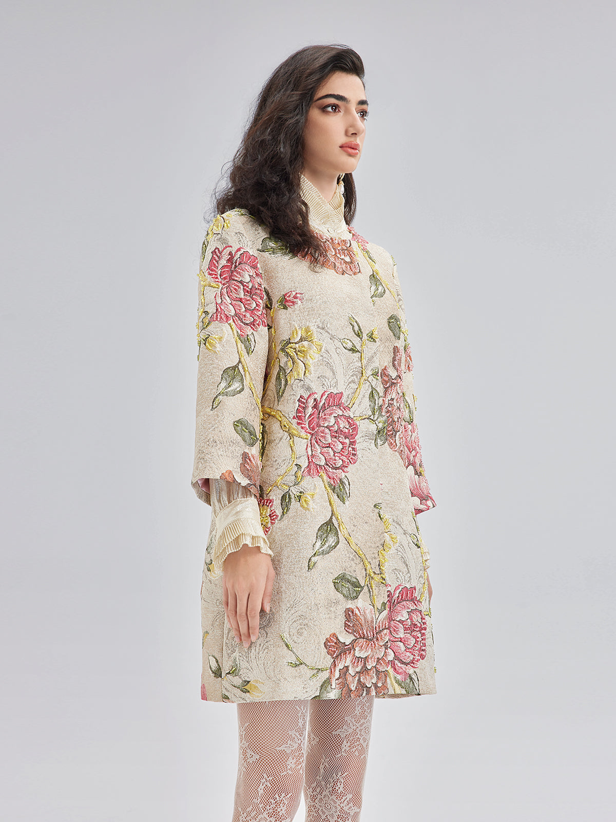 Hand-Sewn Beaded Floral Jacket-VibeCloset