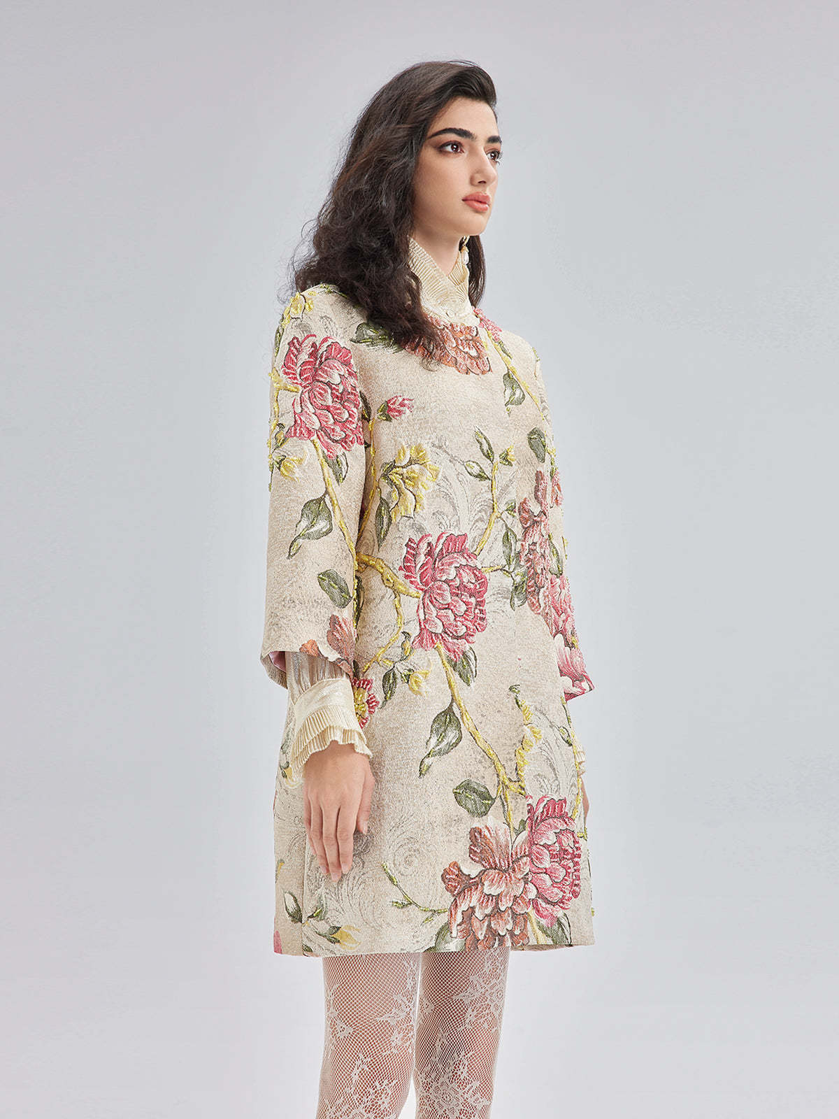 Hand-Sewn Beaded Floral Jacket-VibeCloset