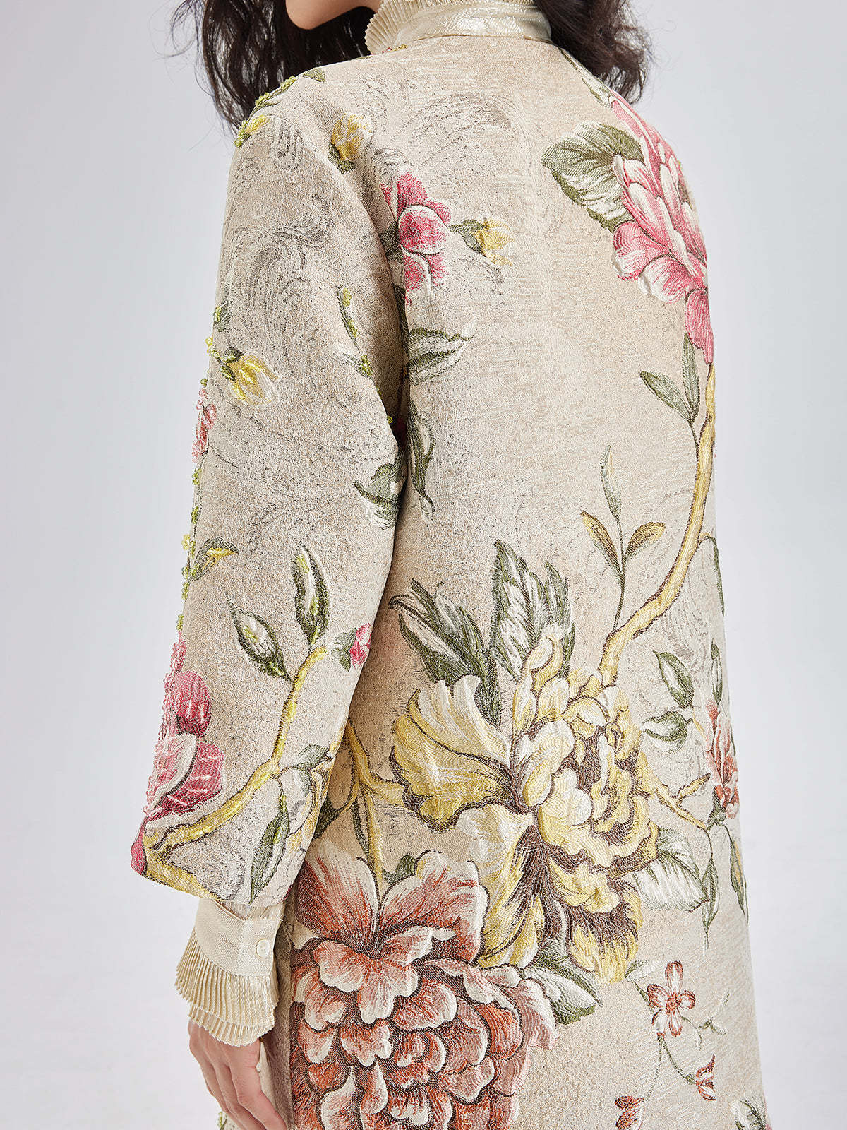 Hand-Sewn Beaded Floral Jacket-VibeCloset