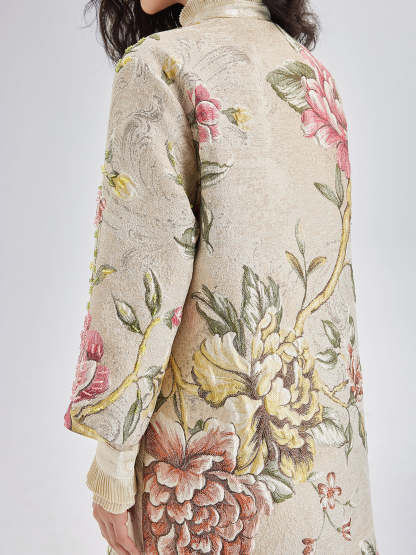 Hand-Sewn Beaded Floral Jacket-VibeCloset