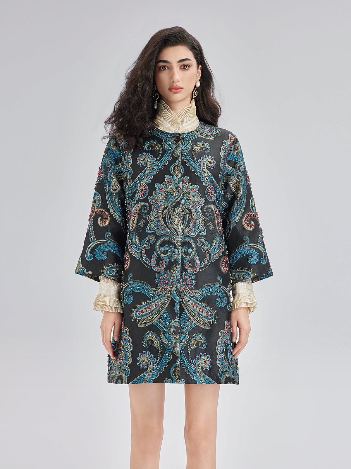 Spring Hand-Sewn Beaded Floral Jacket-VibeCloset