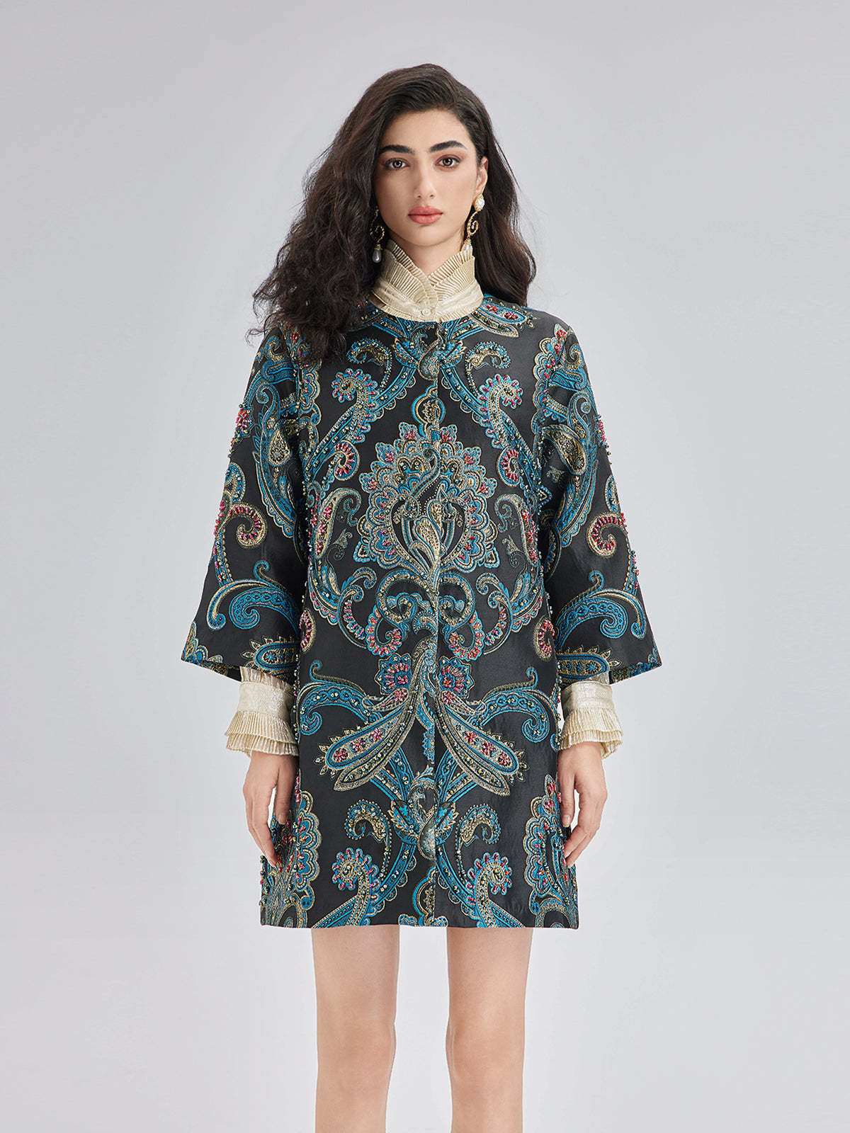 Spring Hand-Sewn Beaded Floral Jacket-VibeCloset