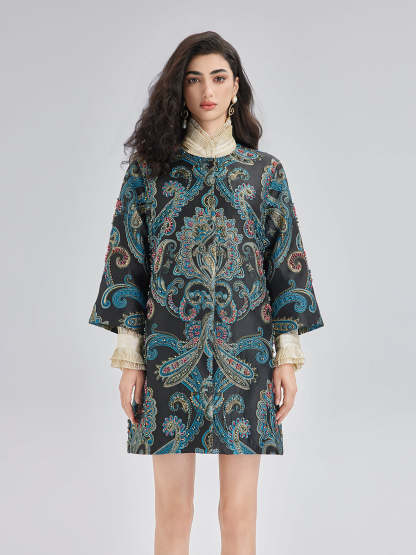Spring Hand-Sewn Beaded Floral Jacket-VibeCloset