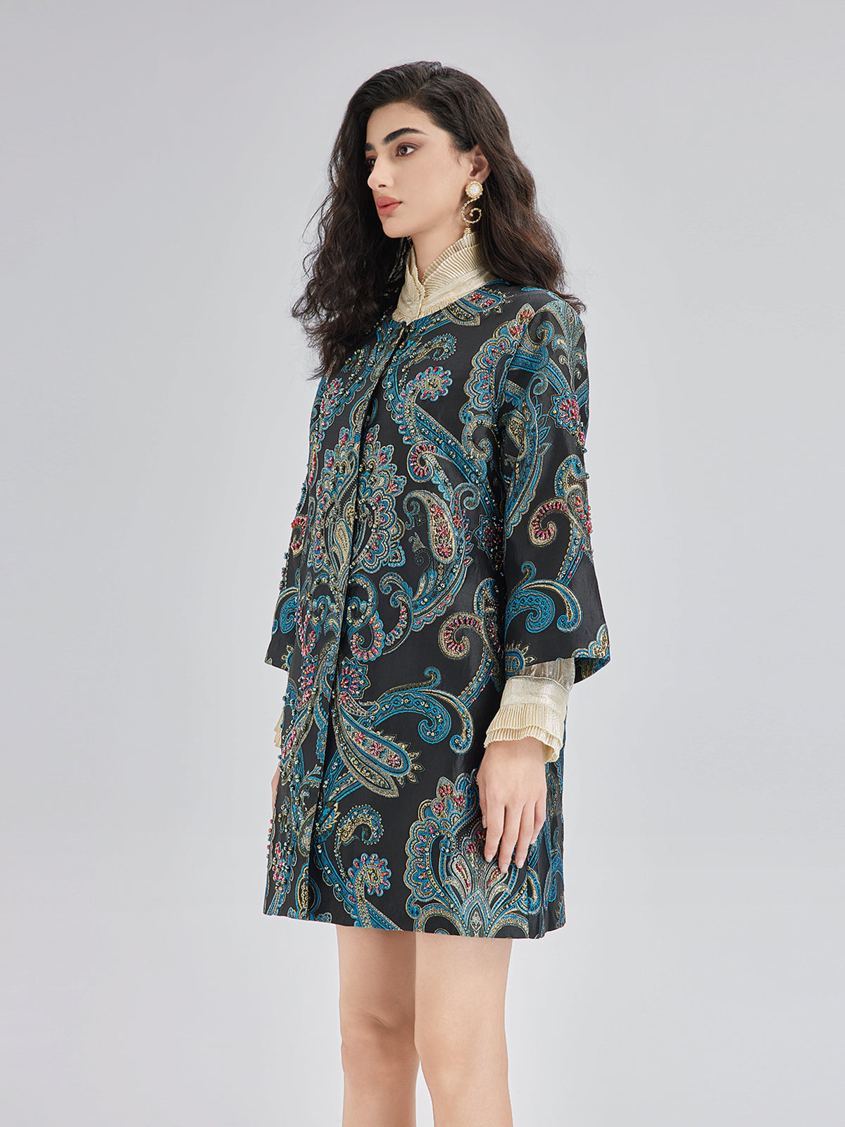 Spring Hand-Sewn Beaded Floral Jacket-VibeCloset