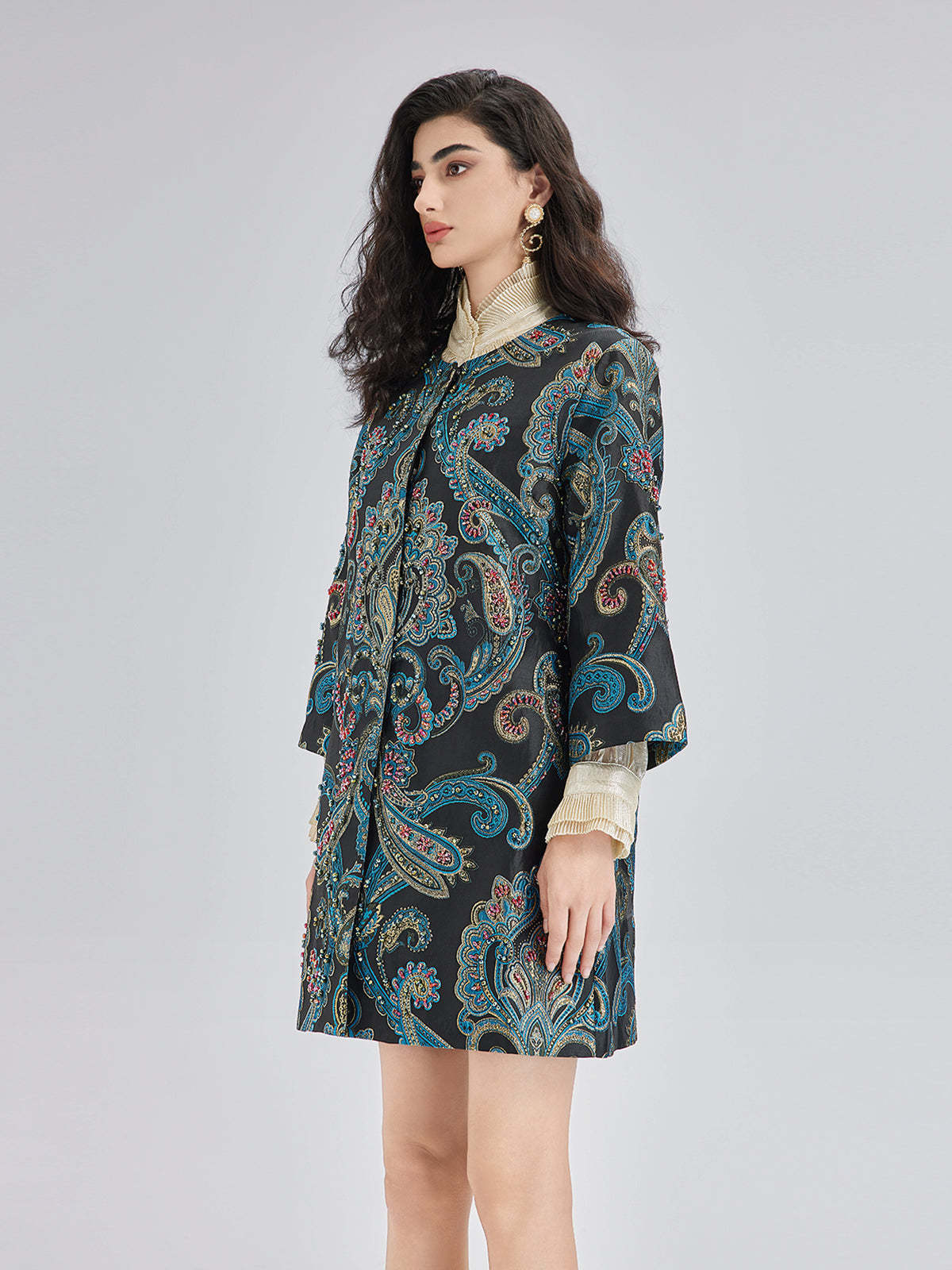 Spring Hand-Sewn Beaded Floral Jacket-VibeCloset