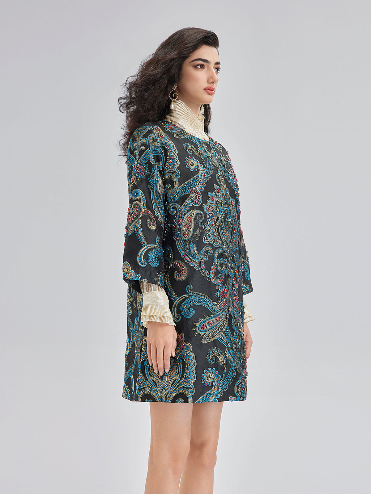 Spring Hand-Sewn Beaded Floral Jacket-VibeCloset