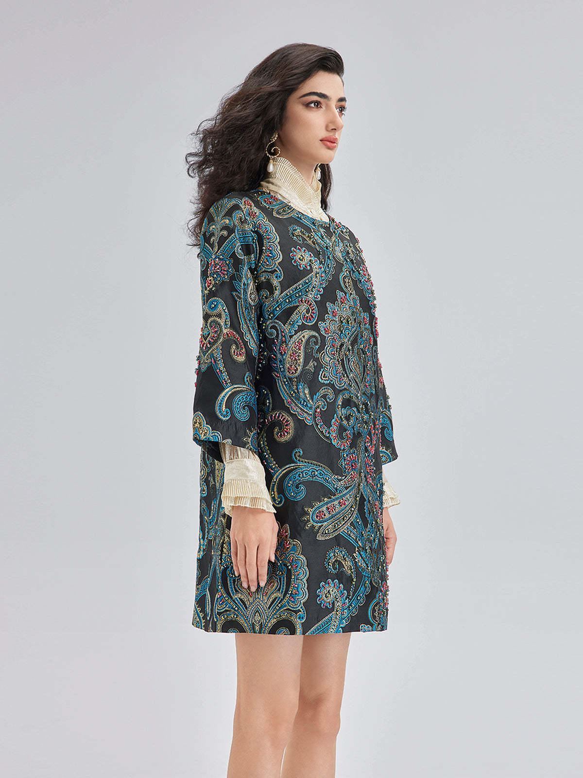 Spring Hand-Sewn Beaded Floral Jacket-VibeCloset